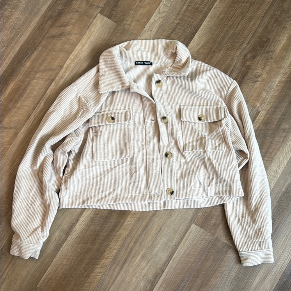 Forever 21 Tan Utility Jacket Cropped Relaxed Fit